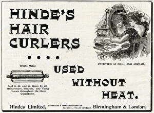 Images Dated 11th October 2017: Advert for Hindes Limited hair curler 1893