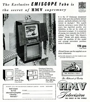 Bertram Prints: Advert, HMV television with Emiscope tube