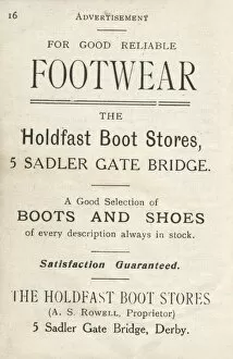 Advertisement for Holdfast Boot Stores, Derby