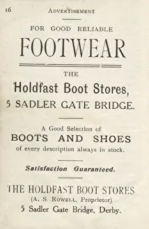 Proprietor Prints: Advertisement for Holdfast Boot Stores, Derby