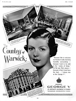 Ponds Collection: Advert for Hotel George V featuring Countess of Warwick