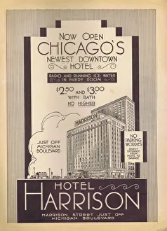 Chicago Prints: Advert for Hotel Harrison, Chicago, 1930