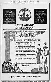Images Dated 11th May 2011: Advert for the Hotel de Paris and Restaurant at Bray, 1931