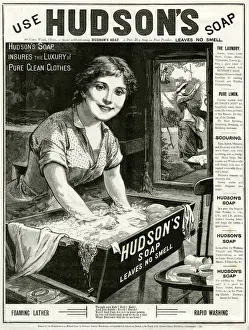 Linen Prints: Advert for Hudsons Soap 1885