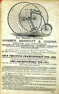 Images Dated 6th September 2017: Advertisement, The Humber Tricycle