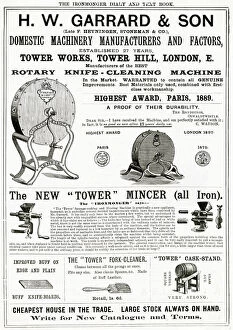 Images Dated 13th September 2017: Advert for H.W Garrard & Son domestic equipment 1889