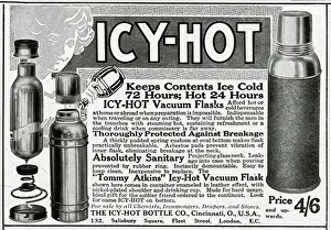 Beverages Prints: Advert for Icy-Hot vacuum flasks 1916