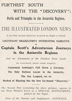 Antarctica Gallery: Advertisement in The Illustrated London News publicising the forthcoming story of '