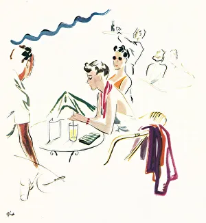 Purposes Prints: Advertisement Illustration, Outdoor Cafe Scene