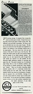 Images Dated 14th July 2012: Advert for Imperial Chemical Industries; shortage of paper
