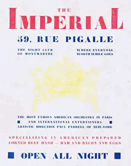 Montmartre Prints: Advert for the Imperial nightclub in Montmartre, Paris (1926