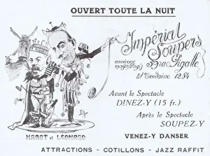 Montmartre Prints: Advert for Imperial Soupers, 59 Rue Pigalle, Montmartre Date: 1920s