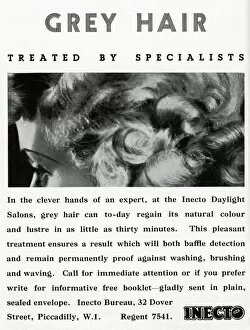Results Collection: Advert for Inecto Salons: unwanted grey hair 1936