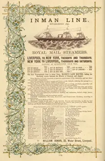 Queenstown Prints: Advert, Inman Line Royal Mail Steamers