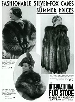 Images Dated 28th July 2017: Advert for International Fur Store silver-fox capes 1937