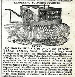 Distributor Prints: Advert, Isaac James liquid manure distributor or water cart