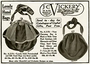 Handbag Prints: Advert for J. C Vickery clasp bags 1918