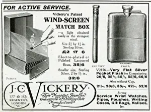 Flask Prints: Advert for J. C Vickery wind screen for match box 1914