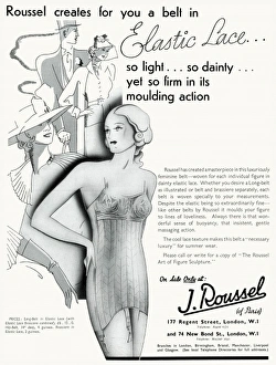 Images Dated 6th July 2012: Advert for J. Roussel lingerie with elastic lace belt 1936