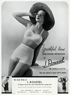 Swimsuits Prints: Advert for J. Roussel swim suits for men & women 1936