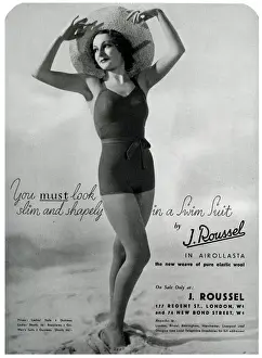 Swimsuits Prints: Advert for J. Roussel swim suits for women 1936