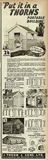 Gardening Collection: Advert for J. Thorn & Sons portable sheds and greenhouses