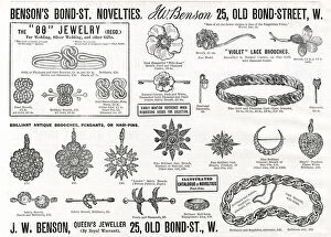 Advert for J. W Benson novelty jewellery 1888