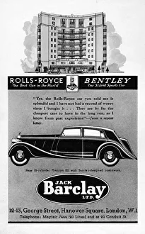 Advert for Jack Barclay & Rolls-Royce, 1930s