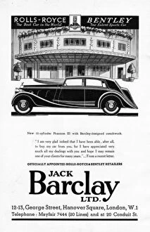 Barclay Gallery: Advert for Jack Barclay & Rolls-Royce, 1930s