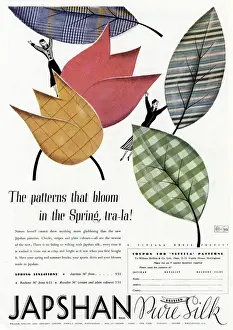 Checks Prints: Advert for Japshan pure silk patterns 1935