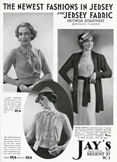 Woollen Prints: Advert for Jays jersey knitwear for women 1937