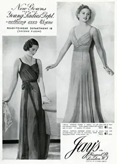 Straps Prints: Advert for Jays ready-wear evening dresses 1937