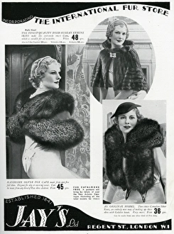 Images Dated 17th October 2017: Advert for Jays womens quality furs 1934