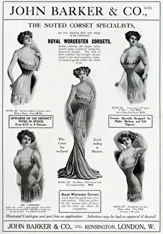 Corsets Prints: Advert for John Barker & Co, corsets 1909