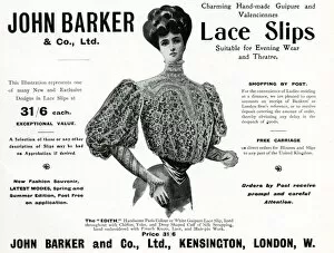 Slip Gallery: Advert for John Barker & Co, lace slips 1906