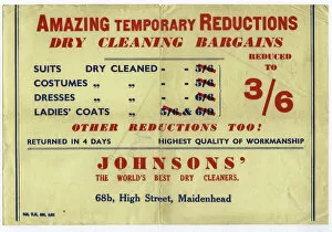 Bargains Gallery: Advertisement for Johnsons dry cleaners, Maidenhead