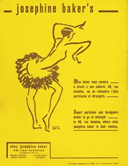 Josephine Prints: Advert for Josephine Bakers Nighclub in Paris, 1927