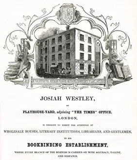Images Dated 21st October 2019: Advert for Josiah Westley, bookbinders 1851