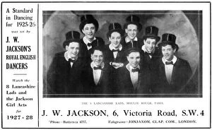 Advert for J.W. Jacksons Lancashire Lads and Jackson Girls