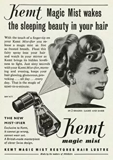 Images Dated 15th June 2012: Advert for Kemt magic mist hairspray 1948