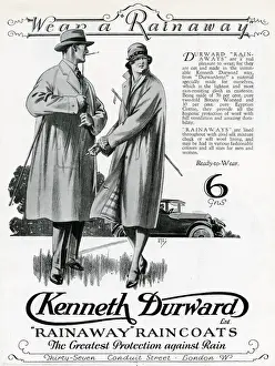 Advert for Kenneth Durward raincoats 1928