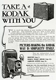 Images Dated 21st March 2017: Advert for Kodak folding pocket cameras 1909