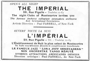 Pigalle Prints: Advert for L Imperial nightclub, 59 Rue Pigalle, Montmartre Date: 1920s