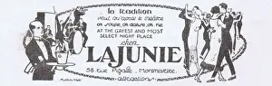 Montmartre Prints: Advert for La Junie, 58 Rue Pigalle, Montmartre Date: 1920s