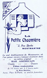 Supper Prints: Advert for La Petit Chaumiere, 2 Rue Berthe, Montmartre, Paris, 1920s