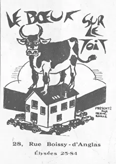 Boeuf Prints: Advert for Le Boeuf Sur Le Toit, 28 Rue Boissy d Anlas, Paris Date: 1920s