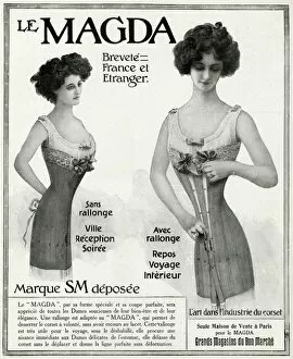 Images Dated 16th October 2017: Advert for Le Magda womens corsets 1910