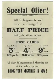 Mounting Prints: Advertising leaflet for photographic services