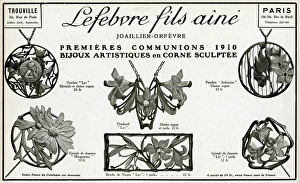 Images Dated 16th October 2017: Advert for Lefebvre Fils Aine, art nouveau jewellery 1910