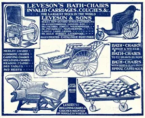 Leveson Prints: Advert for Levesons invalid & bath chairs 1908 Advert for Levesons invalid & bath